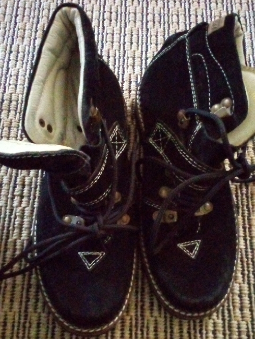 Women's Black Suede Lace-Up Ankle Booties with Contrast Stitching